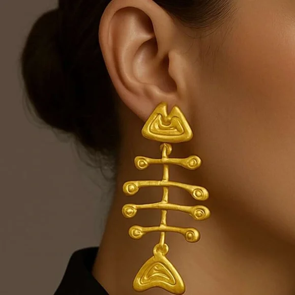 2/$30šµ Fish Earrings Gold Wire Italy Coastal Ocean Beach Mediterranean Sardine - Picture 4 of 12